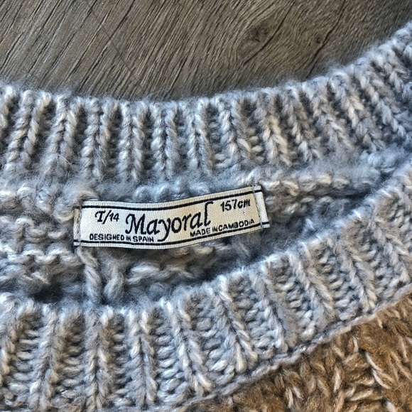 🔥SALE - any 4/$20.  Mayoral Cable Knit Colour Block Girls Sweater - Picture 2 of 4